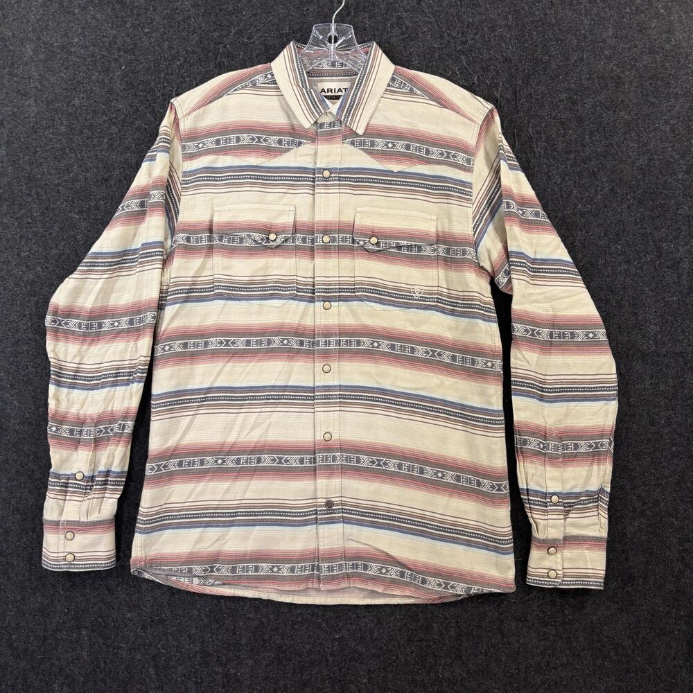 Ariat Huxley Retro Snap Shirt Men's Medium Stripe Long Sleeve Western Cowboy